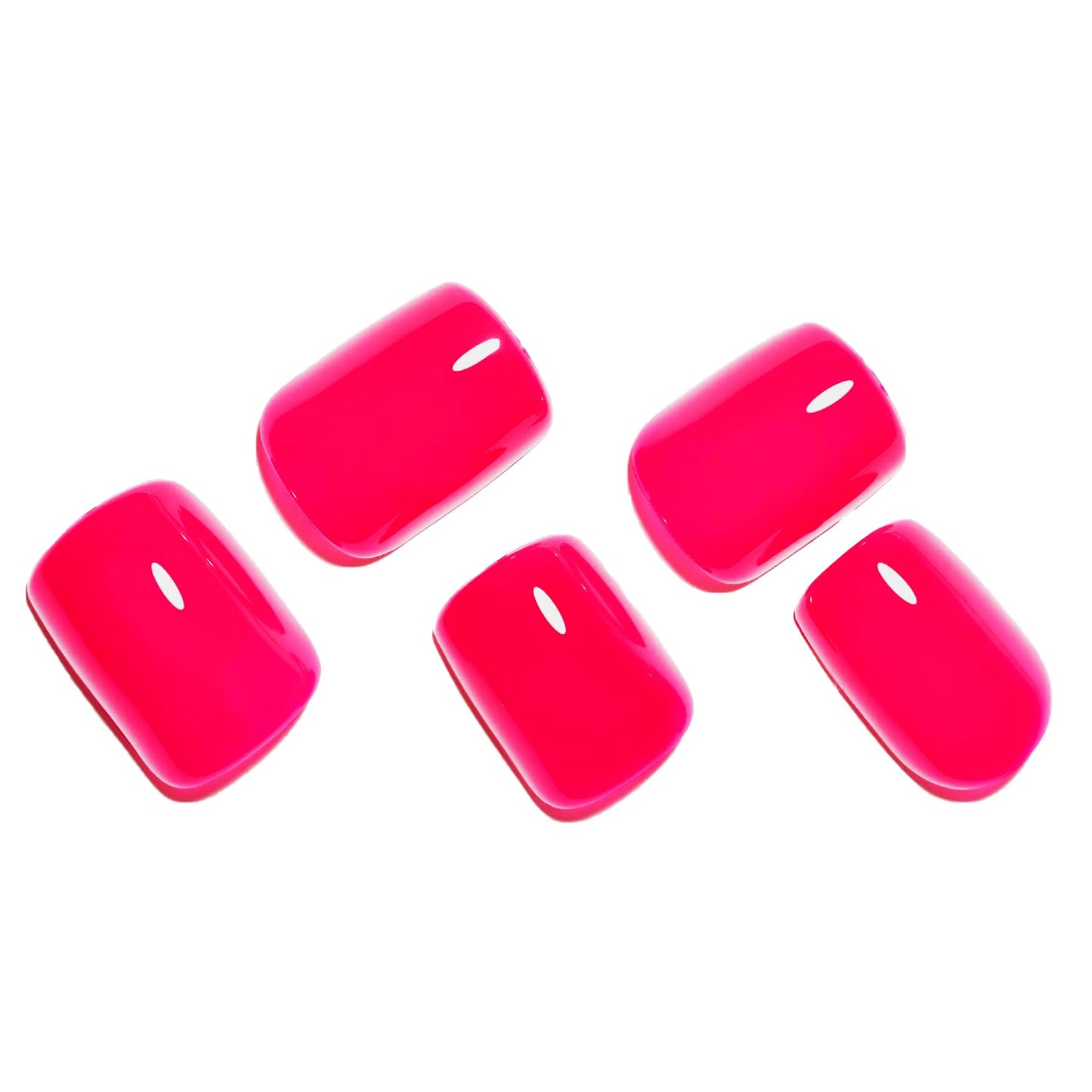 GLAMERMAID Hot Pink Short Press on Nails, Bright Extra Short Squoval Glue on Nails for Women, Spring Summer Square Jelly Soft Gel Fake Nails, Round Reusable Acrylic False Nails Manicure Kit for Women