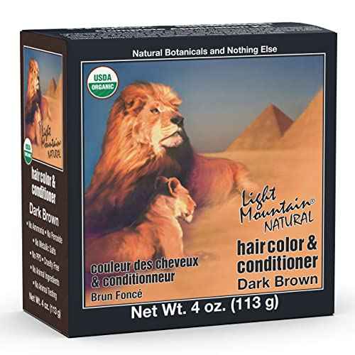 Light Mountain Henna Hair Color & Conditioner - Dark Brown Hair Dye for Men/Women, Organic Henna Leaf Powder and Botanicals, Chemical-Free, Semi-Permanent Hair Color, 4 Oz
