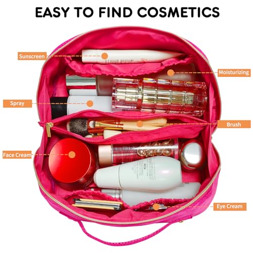 Preppy Stuff Makeup Bag, Stoney Clover Travel Toiletry Bag Pouch Chenille Letter Make Up Bags Girls Cute Cosmetic Bag Wedding Birthday Stocking Stuffers for Gifts Halloween Stuff (Rose Red)