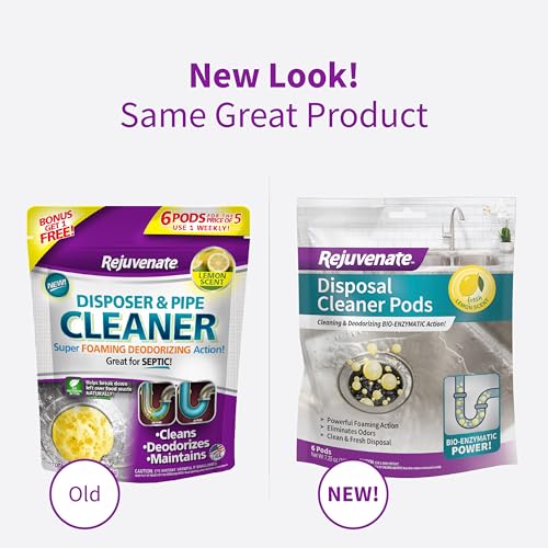 Rejuvenate Disposer and Pipe Cleaner, Lemon Scent, 6 Pods, 7.1 oz (201g)