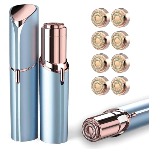 Facial Hair Remover for Women - Blue Color | 8 Replacement Heads Included