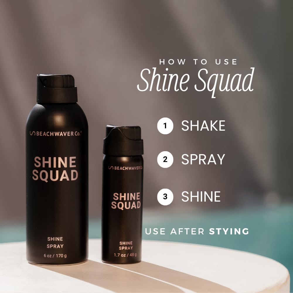Beachwaver The Co. Shine Squad Shine Spray - Full Size (6 Oz) | Lightweight, Glossy Finishing Spray for Hair w/HiX Vegan Bond Multipliers | Post-Styling Mist - Smooth Finish & No Frizz