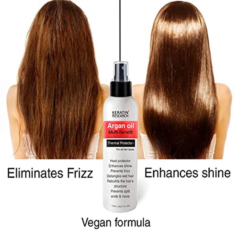 Thermal Hair Protector Spray - Enhances Shine, Eliminates Frizz, Detangles, Prevents Split Ends, Replenishes Nutrients, Heat Activated for Styling