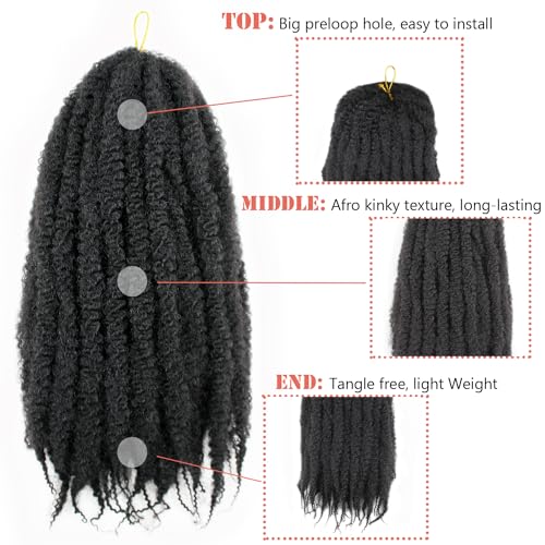 Vustbeauty Marley Twist Braiding Hair 24 Inch Marley Twist Hair Long Cuban Twist Hair 8 Packs Afro Kinky Curly Twist Crochet Hair Synthetic Marley Hair Extensions (24 Inch 8packs, 1B)