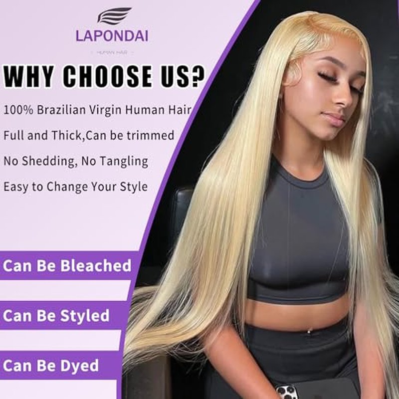 613 Bundles Human Hair 32 Inch Straight Blonde Bundles Human Hair 100% Unprocessed 12A Grade Brazilian Virgin Raw Hair Quick Weave 1 Bundles Hair Extensions for Women
