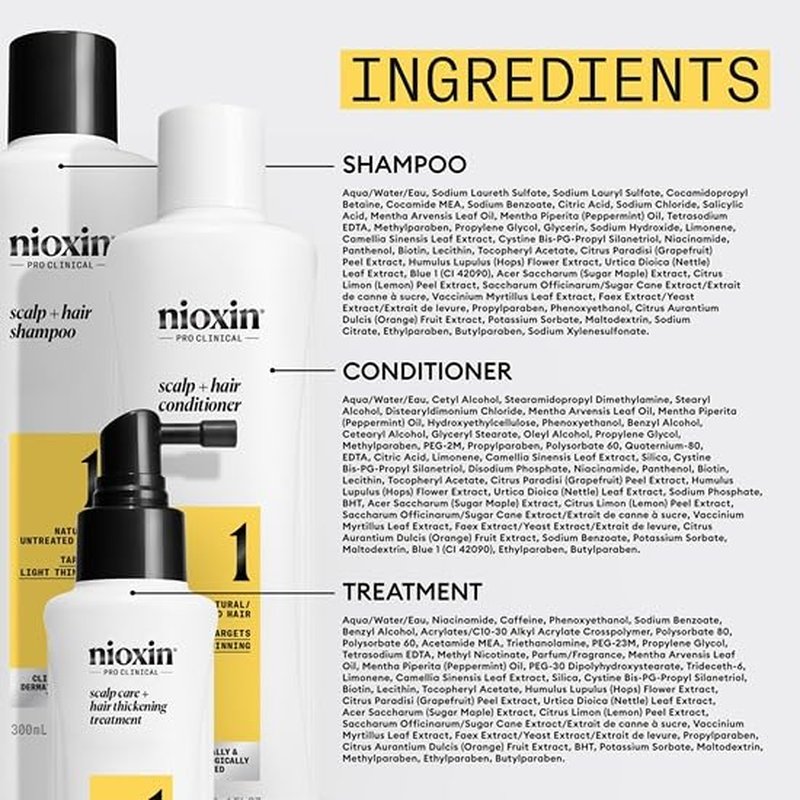 Nioxin Scalp & Hair Thickening System Kit - Boost Density for Natural, Colored & Damaged Hair | 3-Month Supply with Niacinamide & Biotin