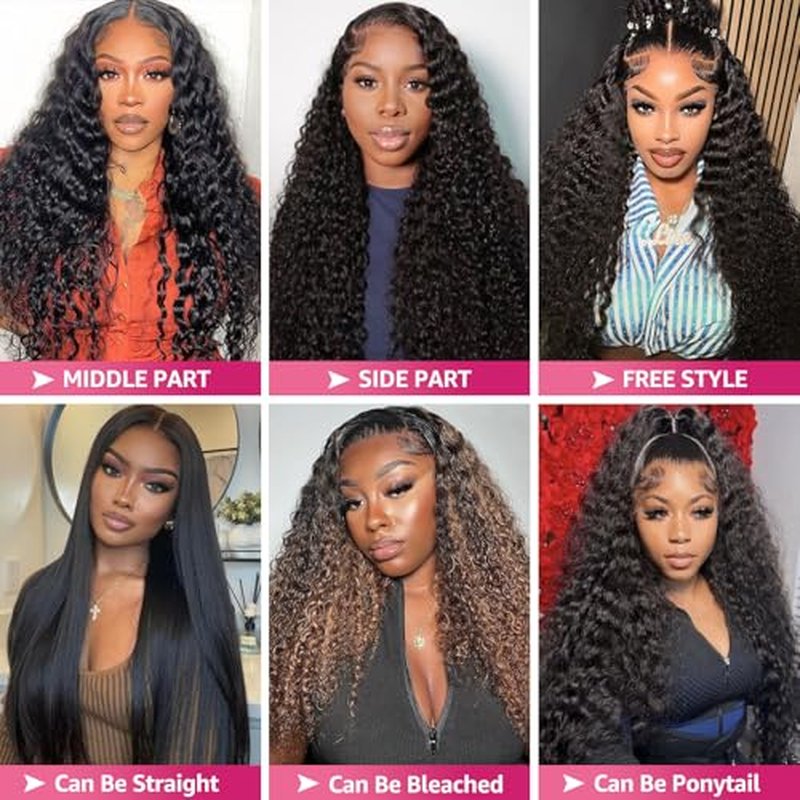 13x6 Lace Front Wigs Human Hair 200 Density Deep Wave HD Lace Front Wigs Human Hair Curly Glueless Wigs Human Hair Pre Plucked 13x6 HD Frontal Lace Front Wigs for Women (26 Inch)