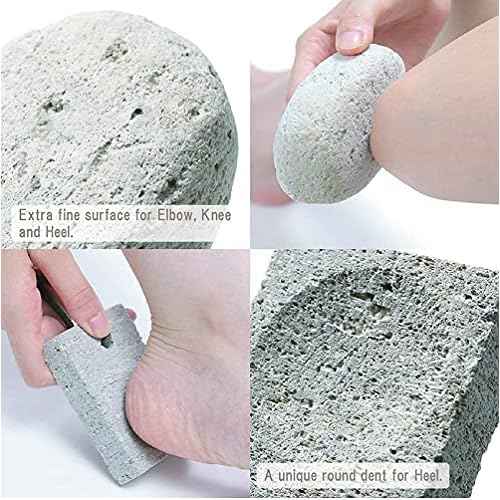 Pumice Stone, Natural [Made in Japan] Ergonomic Shape, Extra Fine Texture, Hard & Cracked Skin Callus Remover for Men, Women, Kids and Gifts.(2pcs Set(Coarse/Fine Smooth))