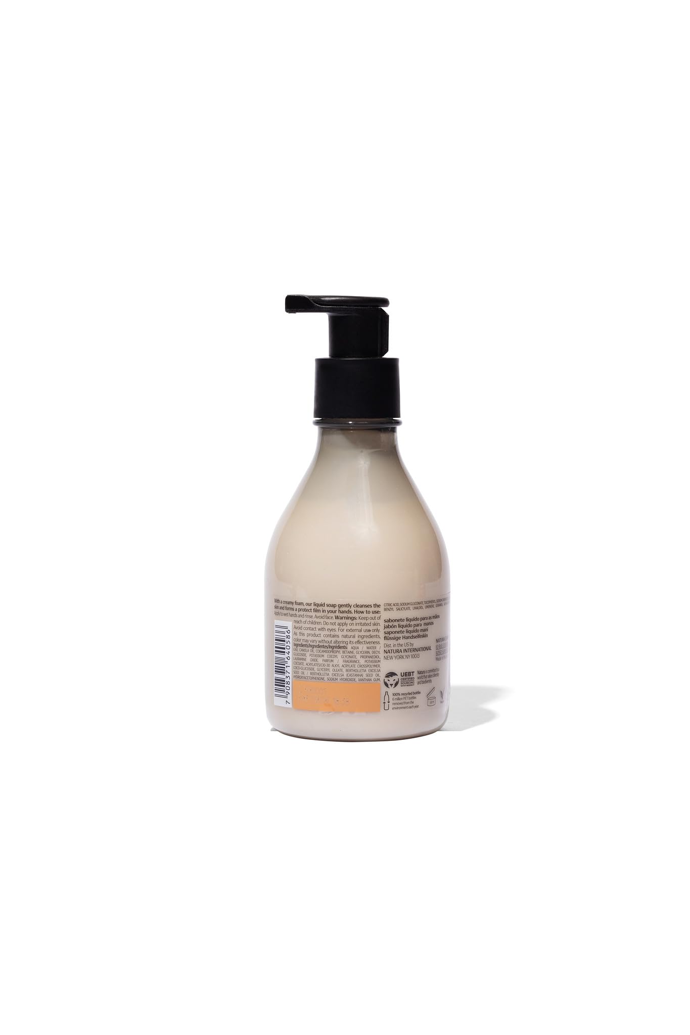 natura -Brazil Nut (Castanha) Renourishing Liquid Hand Soap - Anti-Dryness - Coconut Derived Cleanser - Vegan Skin Care - Brazilian Beauty Secrets - Self Care & Body Care - 8.4 fl oz (250ml)