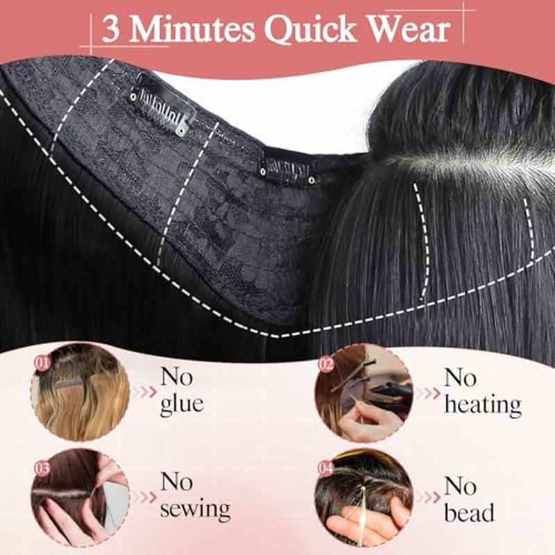One Pieces Clip in Hair Extensions Human Hair Upgraded V-Shaped 5 Clips in Hair Extensions Human Hair Long Hairpiece For Women,18 Inch,#4P27 Medium Brown mixed Dark Blonde,70g