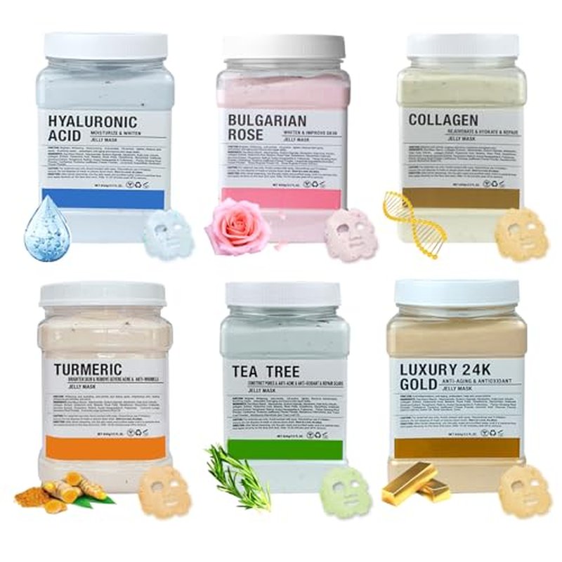 Jelly Mask for Facials Professional, Hydrating & Moisturizing Peel-Off Natural Gel Face Mask SkinCare, Professional Spa Use Jelly Face Masks, Deep Hydration & Glow 23 Fl Oz (6 Pack)