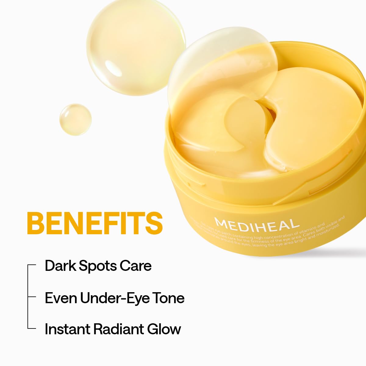 MEDIHEAL Vita Collagen Under Eye Patches - Korean Hydrogel Eye Pads (60 patches) with 7 Vitamin & 5 Micro Collagen - Improves Puffy Eyes & Provides Healthy Glow - Moisturizing & Non Irritating