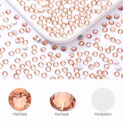 Champagne Flatback Rhinestones, Glass Rhinestones for Nail Art and Craft, Glue Fix, Loose Crystal Gemstones(Champagne, SS20, 2880pcs, 4.6-4.8mm)