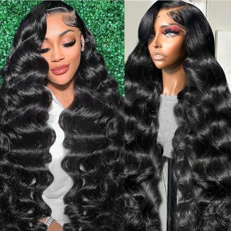 13x6 Body Wave Lace Front Wigs Human Hair Pre Plucked HD Transparent Lace Frontal Wigs Human Hair 200 Density Glueless Brazilian Virgin Human Wigs with Baby Hair for Women
