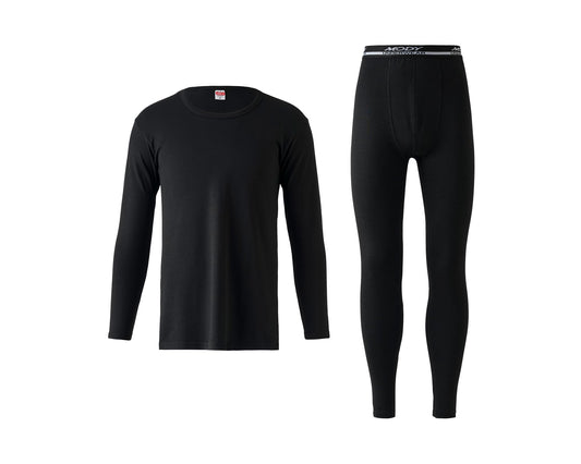 Mody Long Johns Thermal Underwear for Men, Black Long Johns for Men Thermal Set, Base Layer Top and Bottom Set
