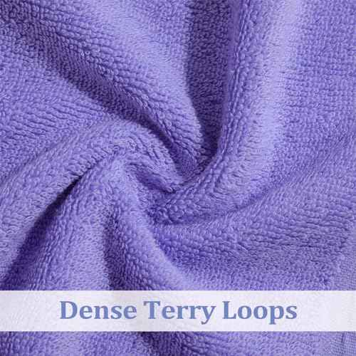 Tudomro 15 Pcs Washcloths Bulk 13 x 13 Inch 100% Cotton Wash Cloths Set Soft Absorbent Face Cloths Face Towels Quick Drying Hand Fingertip Towels for Hotel, Gym, Bathroom, Spa(Purple Series)