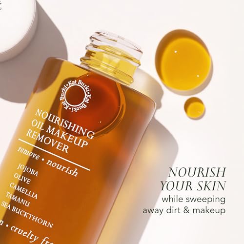 KAT BURKI Nourishing Oil Makeup Remover & Face Cleanser, Moisturizing Facial Cleansing Serum with Sea Buckthorn, Jojoba, Camellia Oil, 4 Fl Oz