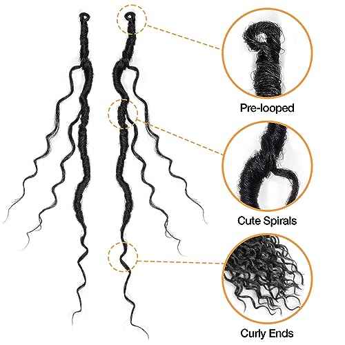 ToyoTress Boho Faux Locs Crochet Hair - 14 Inch 8 Packs Natural Black Bohemian Locs Crochet Hair With Curly Ends for Black Women, Short Pre-looped Synthetic Braiding Hair Extensions£¨14 Inch, 1B-8P)