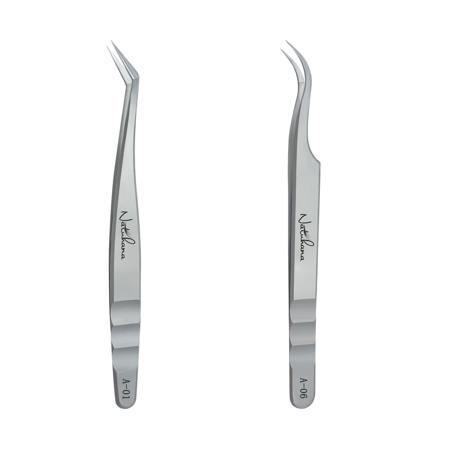 Natuhana High Precision Lash Tweezers for Individual and Volume Eyelash Extensions Premium Stainless Steel Curved Fiber Tip Professional Isolation Tweezer