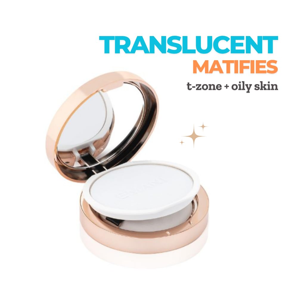 Emani Bye Bye Shine Setting Powder For Face, Pore-Minimizing, Oil Control, Natural Minerals, Sensitive Skin, Talc Free, Translucent for All Skin Tone, Vegan, Made in USA