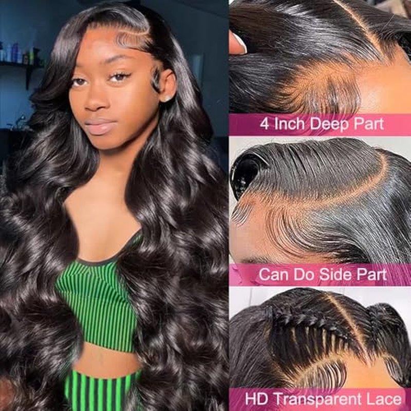 BELE 20 Inch Body Wave Lace Front Wigs Human Hair Pre Plucked With Bleached Knots Glueless 13x4 HD Lace Frontal Wigs 180 Density Natural Color 100% Brazilian Virgin Human Hair Wig For Women