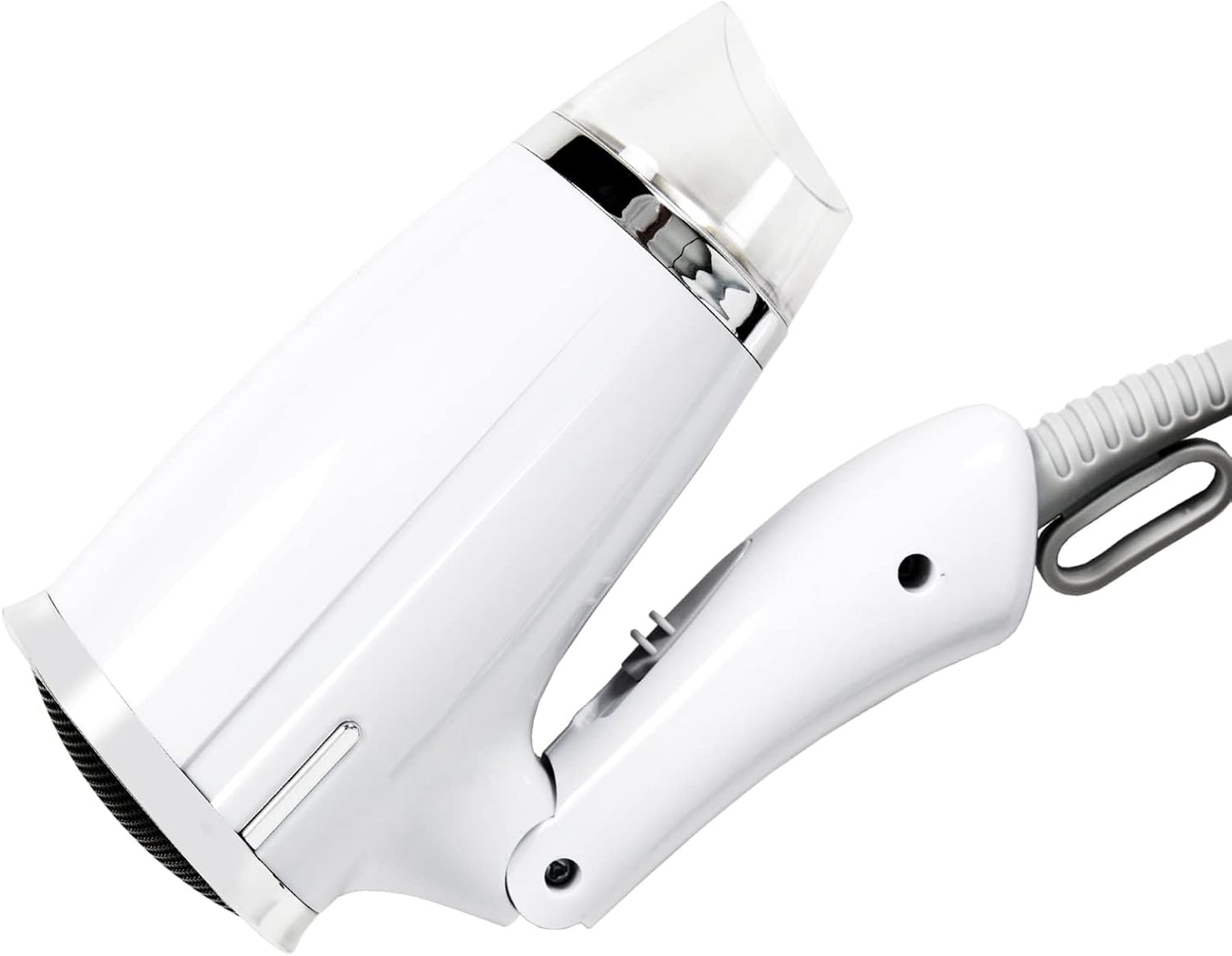 Folding Travel Hair Dryer - Compact & Lightweight Mini Blow Dryer | 8x7 Inch, Low Noise, Multiple Heat Settings (White)