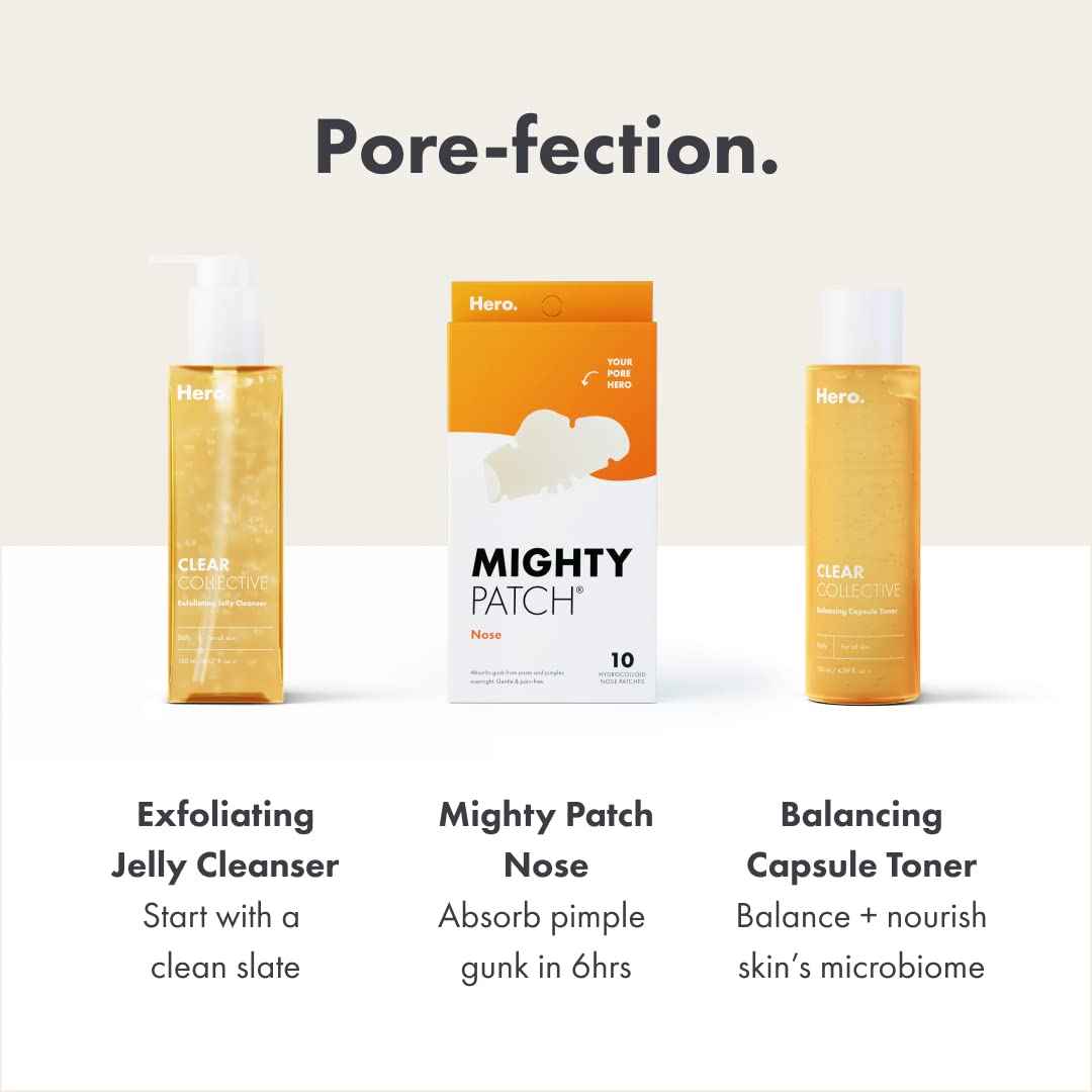 Mighty Patch Nose Pimple Patches from Hero Cosmetics, Large Hydrocolloid Pore Strips, Dermatologist Approved, Overnight, Pimple Stickers to Absorb Acne Nose Gunk, 10 Count
