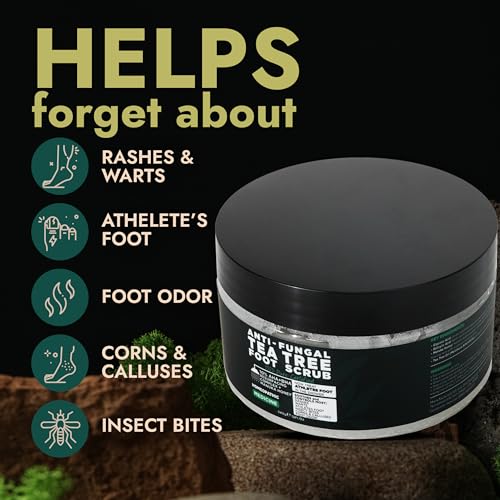 Foot Scrub with Tea Tree Oil | Callus Remover For Feet | Exfoliating Scrub with Salicylic and Glycolic Acid for Dead Skin, Athlete¡¯s Foot, Warts, Corns, Rashes, Foot Odor, Insect Bites and Foot Care