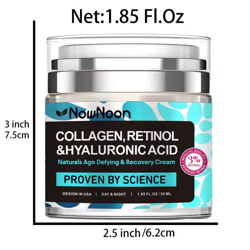 Collagen Retinol Hyaluronic Acid Cream - Anti-Wrinkle Hydrating Face & Neck Solution | 1.85 Fl. Oz.