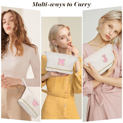 Makeup Bag for Girls Gift, Personalized Christmas Gifts Initial Women Makeup Bag for Travel, Double Layer Cosmetic Bag with Brush Organizer Preppy Make up Bag for Teen Girl Trendy - H