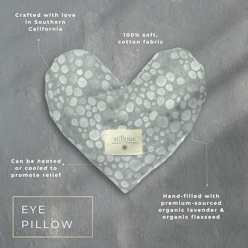Cooling Eye Pillow with Lavender ? Grey Dot Heart Mask for Puffy Eyes, Stress Relief, Sensory Recovery ? Meditation & Bedtime Calm Gift Under $40