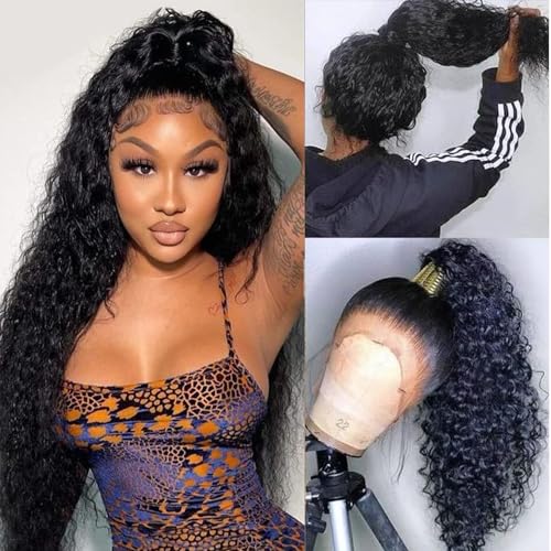 360 Deep Wave Lace Front Wigs Pre Plucked With Baby Hair Culy Full Lace Wigs For Black Women 360 Deep Curly HD Lace Front Wigs Natural Color (22 Inch)