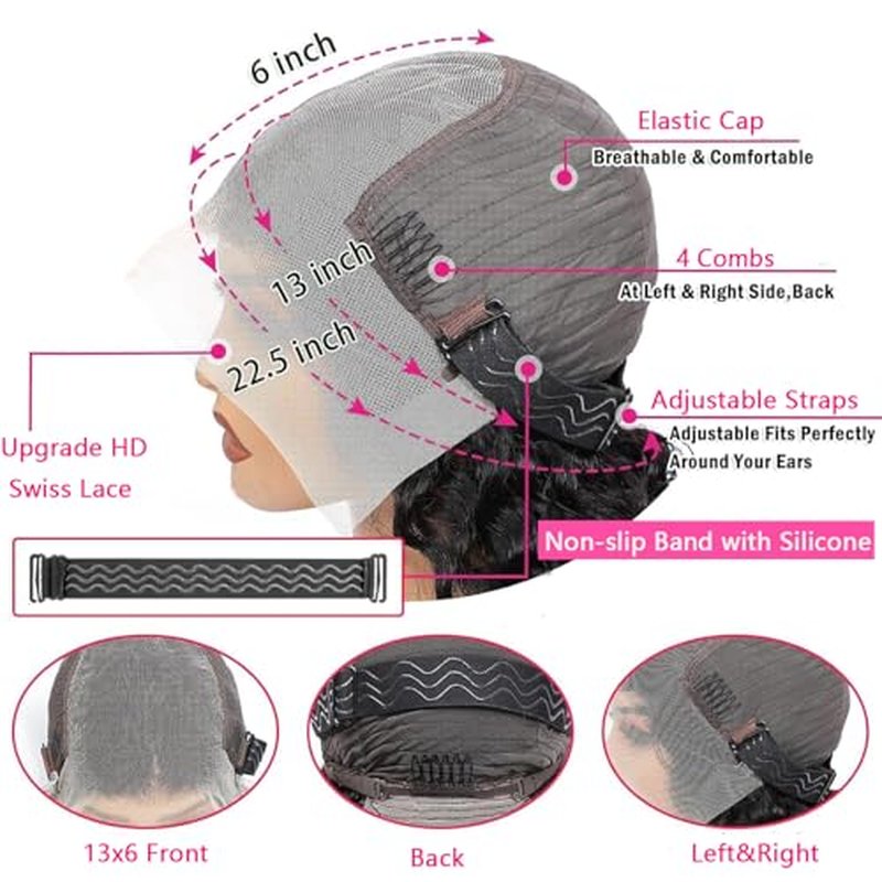 24 Inch Deep Wave Lace Front Wigs Human Hair 13x6 HD Transparent Lace Front Wigs Human Hair Pre Plucked with Baby Hair Deep Wave Wig Human Hair Wet and Wavy Glueless Frontal Wigs 200% Density