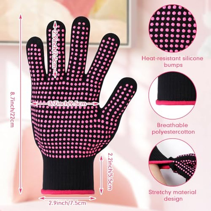 Riyiper 3 Pairs Heat Resistant Gloves for Sublimation, Gloves for Heat Press with Silicone Bumps Applies to Resistant Work, Hair Styling, Universal Fit Size