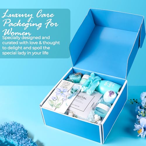 Birthday Gifts For Women, Self Care Gifts For Women - Jade Roller, 10 in 1 Spa Basket Care Package, Get Well Soon Gifts w/ Plush Blanket, Relaxing Spa Gift Basket, Birthday Gift Basket For Mom Wife