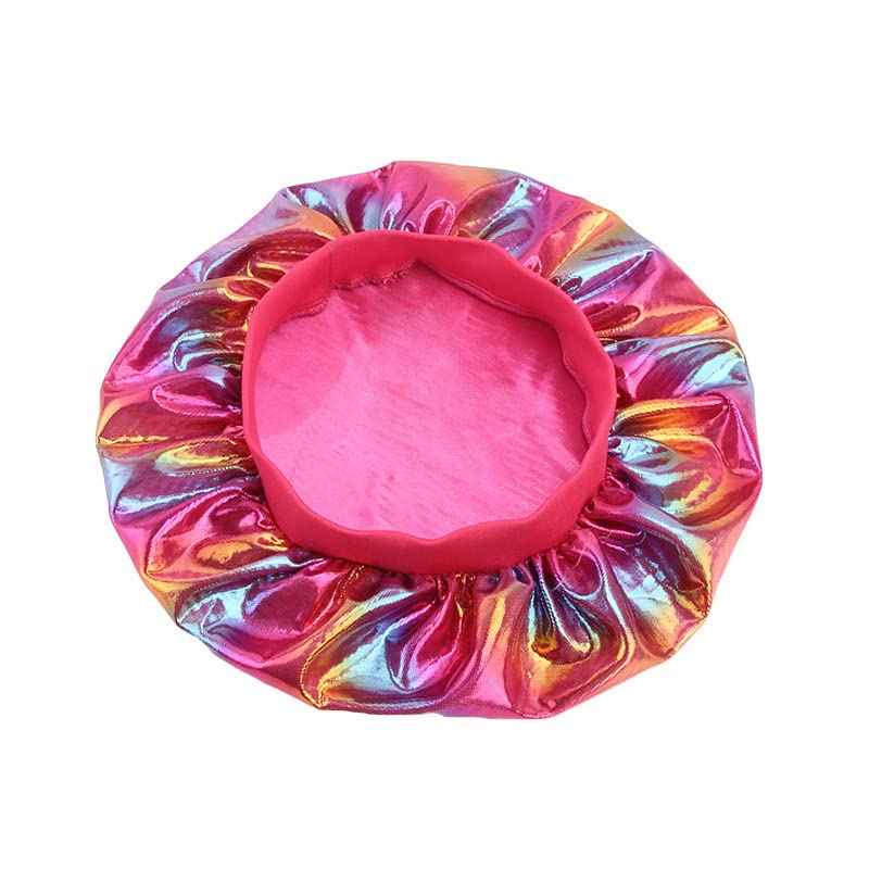 Satin Sleep Cap Satin Bonnet Night Head Cover Sleeping Soft Hair Turbans for Women and Girls (D-Holographic 6PK)