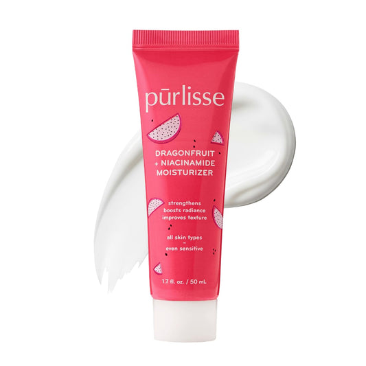 pūrlisse Dragonfruit + Niacinamide Hydrating Face Moisturizer - Face Moisturizer for Radiance & Improved Texture - Strengthens Skin Barrier, Reduces Blemishes & Fights Signs of Aging (1.7 Fl oz)