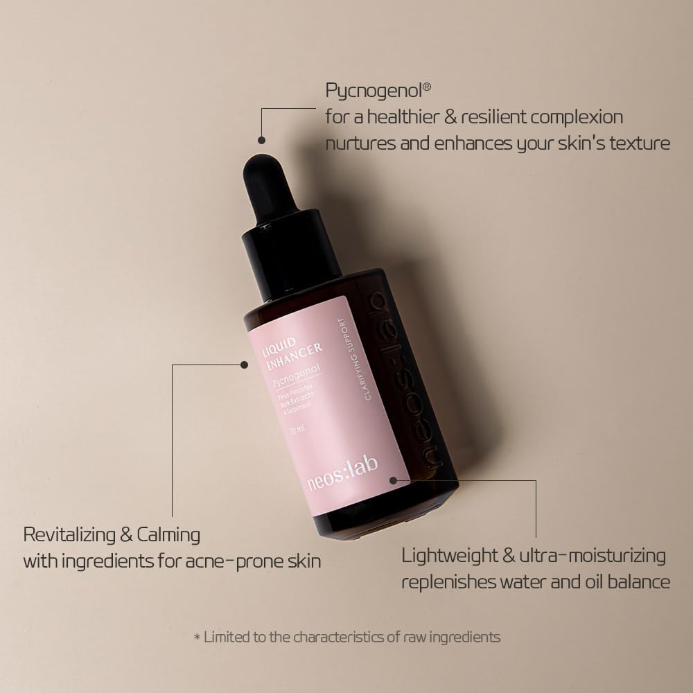 neos:lab Liquid Enhancer Pycnogenol 1.01 fl.oz. (30ml) - Pinus Pinaster Bark Extract, 4-Terpineol, Tea Tree, Facial Serum for Skin Calming, Balanced Skin