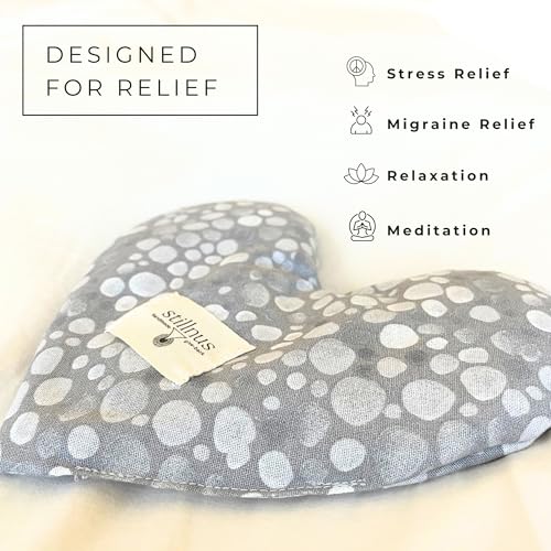Cooling Eye Pillow with Lavender ? Grey Dot Heart Mask for Puffy Eyes, Stress Relief, Sensory Recovery ? Meditation & Bedtime Calm Gift Under $40