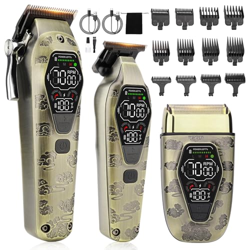 Hair Clippers for Men Professiona,3 in 1 T-Blade Barber Clippers and Trimmers Set for Barber kit, Mens Cordless Hair Clippers, Beard Trimmer for Men