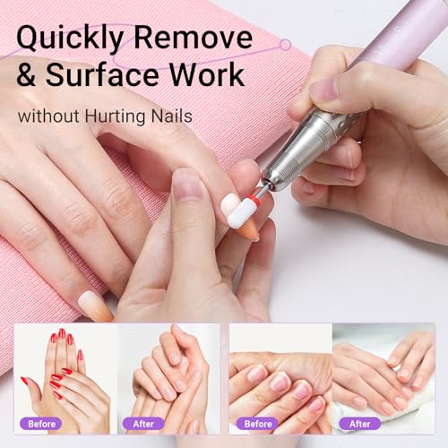 MelodySusie 21pcs Nail Drill Bit Set, Professional 3/32'' Ceramic Diamond Carbide Acrylic Gel Nail Art Tool Kit, Cuticle Remover Bit for Acrylic Gel Dip Powder, Nail Manicure Pedicure, Salon Home