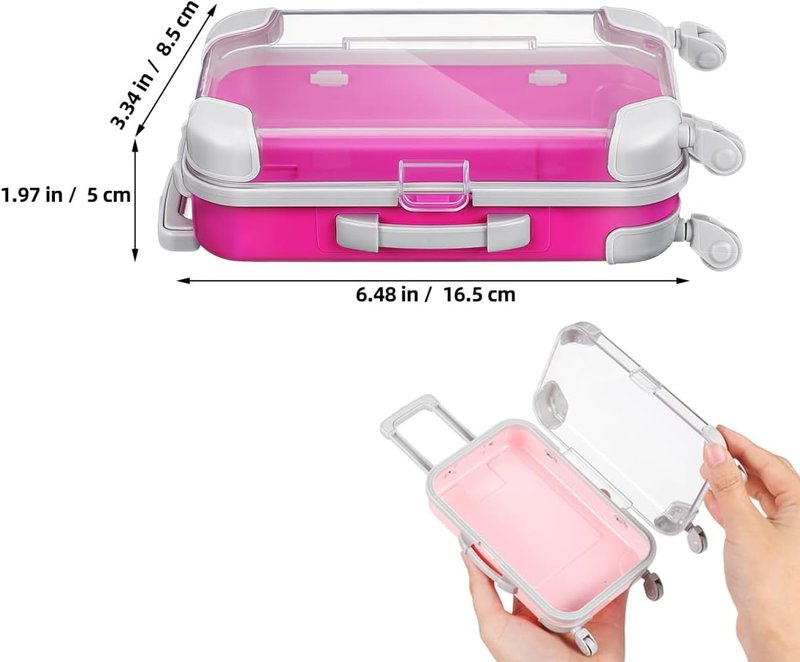 VILLCASE Mini Suitcase Eyelash Storage Boxes - Portable Travel Makeup Case | 4 Pack, Rolling Wheels, 6.49x3.34x1.96 In