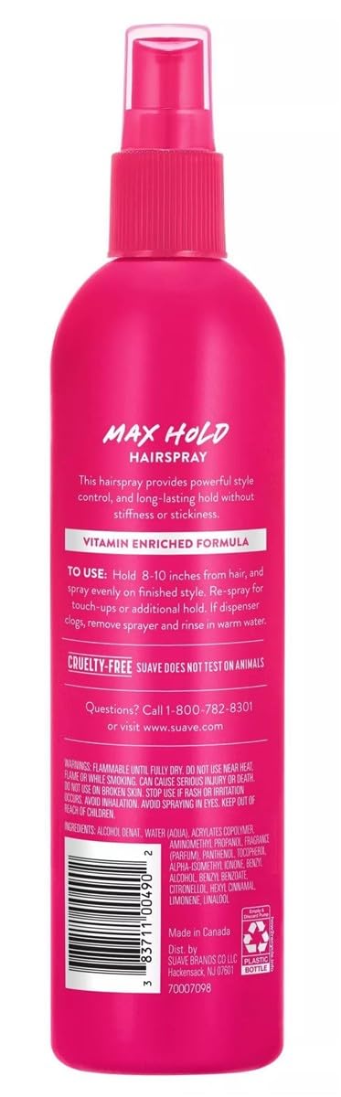 Suave Hairspray Max Hold - 11 Ounce Pump | Long-Lasting Hold, Pack of 6