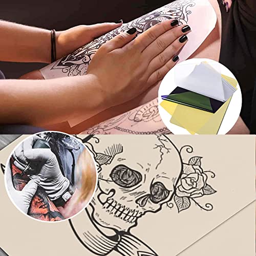 Tattoo Practice Skin with Transfer Paper, Urknall 30PCS Fake Skin and Tracing Paper Kit Including 10PCS Double Sided Skin and 20PCS Stencil Paper for Tattoo Practice Tattoo Supplies