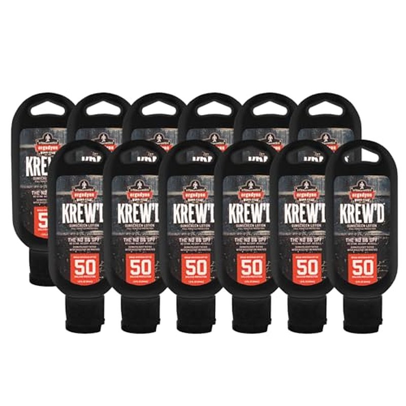 Ergodyne KREW¡¯D 6352 Sunscreen Lotion, Broad Spectrum SPF 50, Water Resistant, Travel Size 1.5 oz, 12-Pack