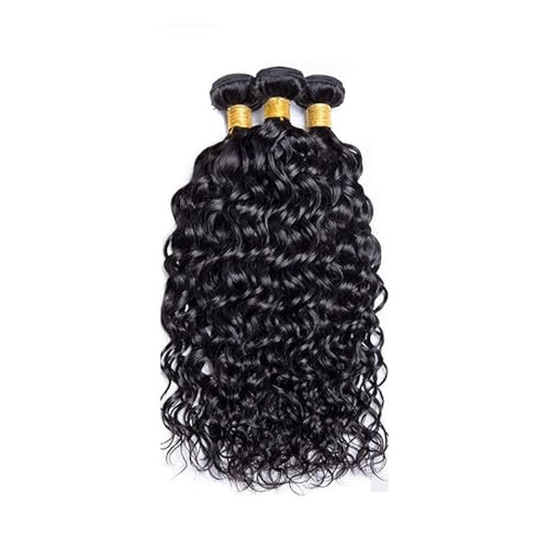 Water Wave Bundle Human Hair Natural Black Color Peruvian Virgin Remy Hair 3 Bundles 16 18 20 Inch Wet And Wavy Human Hair Bundles Double Weft Bundle