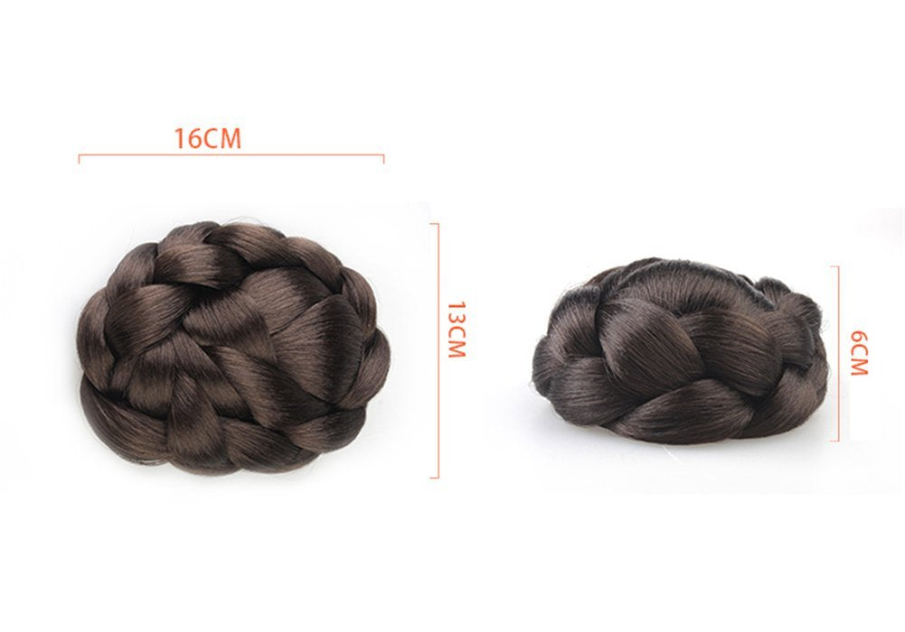 RemeeHi Braided Updo Hair Extensions Clip in/on Costume Bun Chignon Hairpieces 1b#