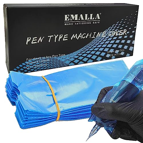Tattoo Pen Bags - NAQASE 200pcs Tattoo Machine Pen Covers Tattoo Pen Sleeves Covers Wrap Tattoo Blue Tape
