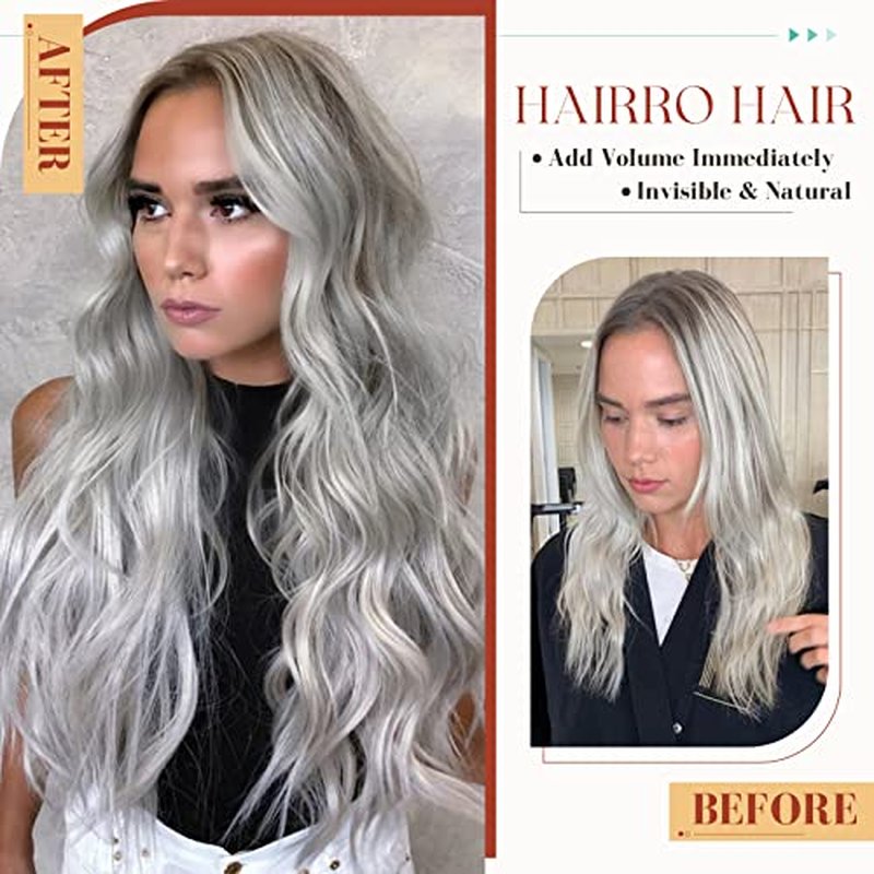 Hairro Tape In Human Hair Extensions For Women 20 inch 50g 20pcs #SILVER