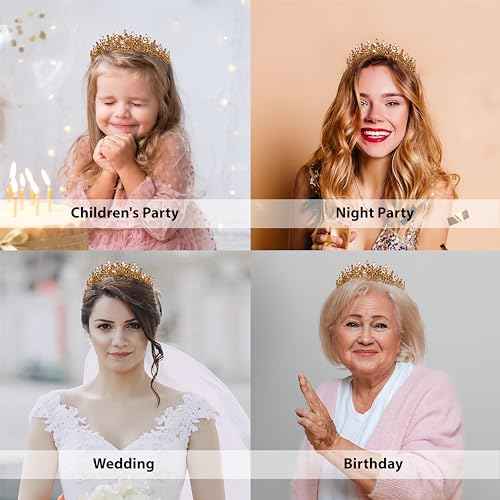 LIMELIA Women's Tiara for Henna Wedding Party|Glitter Hair Accessories for Bridal Birthday Pageant Prom Halloween Costume Christmas Party, Princess Crown|Crystal Stone-Honey